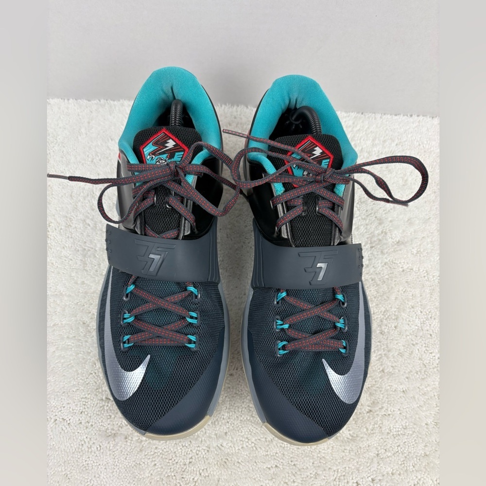 Nike KD7 “Thunderbolt” Basketball Shoes-Size: 11-Colorway: Charcoal, Gray, Red